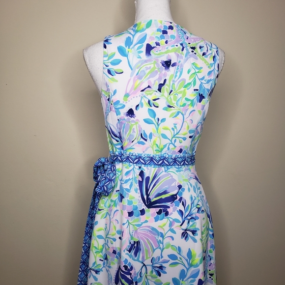 Lilly Pulitzer Dress Shaylee Midi Wrap Shell Beach Small Engineered 2 XS 4 - Picture 10 of 13